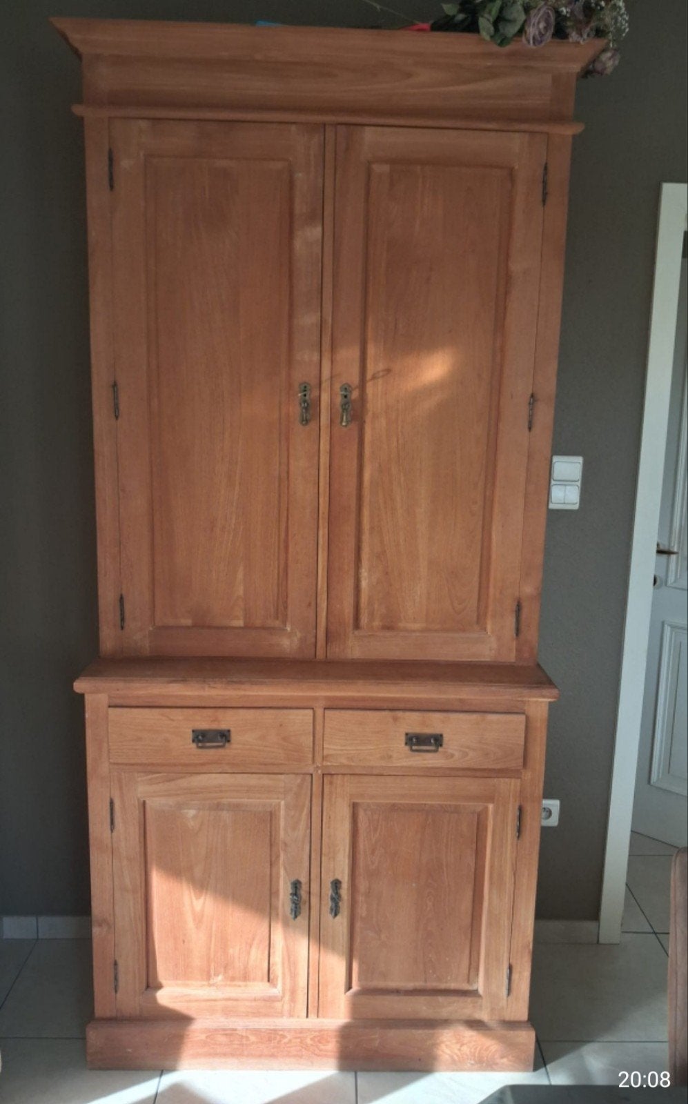 Landelijke teakhouten buffetkast (2-delig), Huis en Inrichting, Ophalen