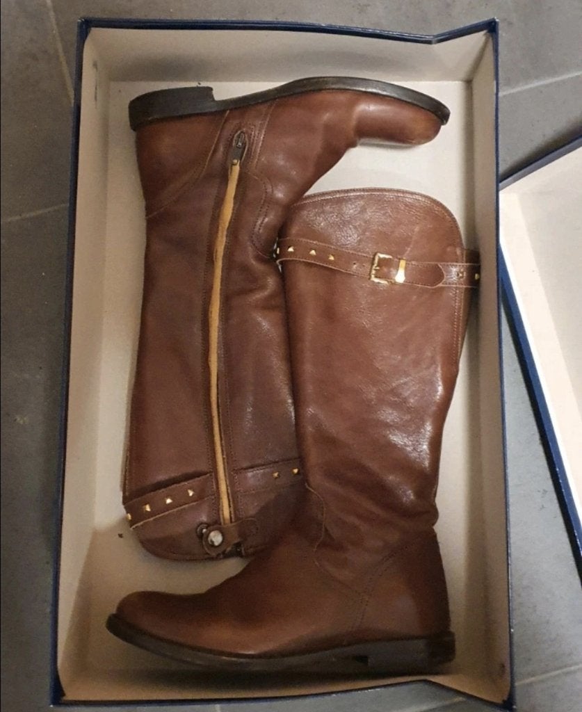 Lederen bottines te koop, Vêtements | Femmes, Chaussures, Envoi, Comme neuf, Bottes hautes