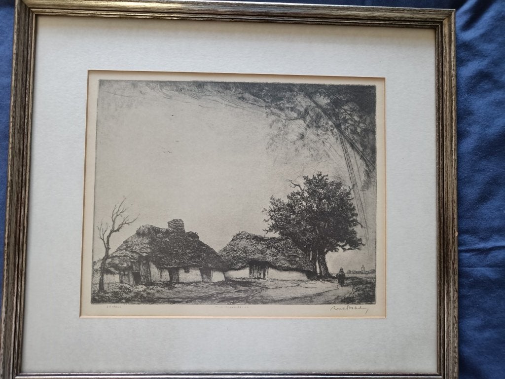ets van dirk baksteen:  achterbosch, Enlèvement, Paysage, Eau-forte, Signé