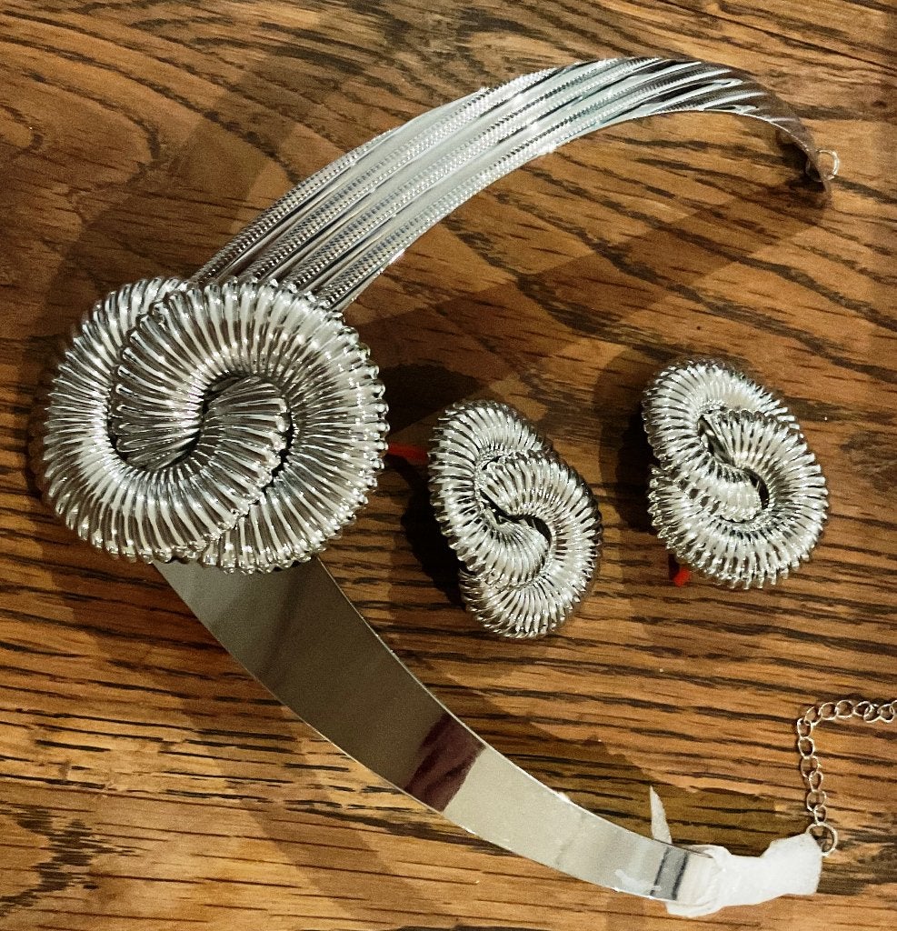 juweel halsketting + oorringen design style, Handtassen en Accessoires, Verzenden, Nieuw, Zilver, Kunststof