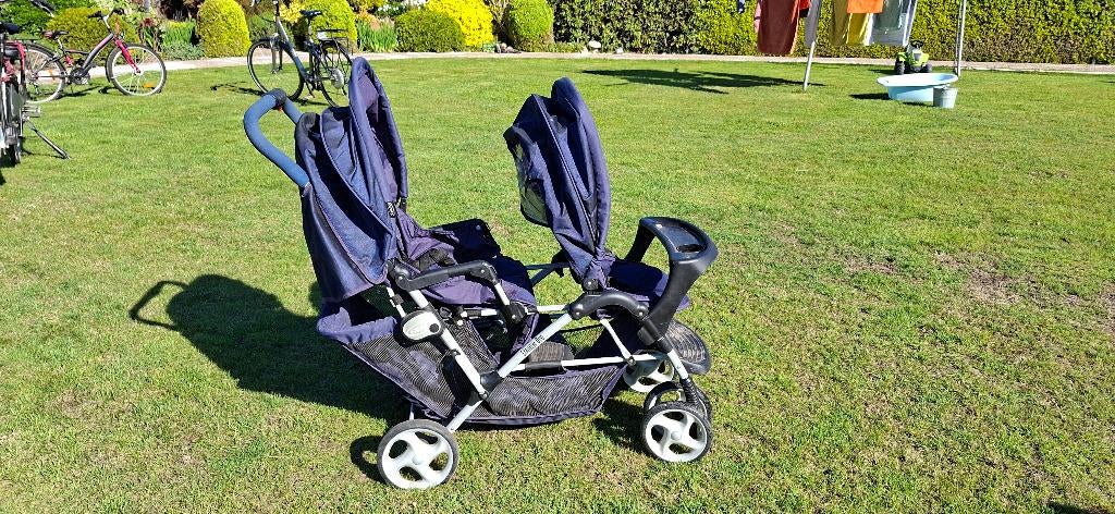 Dubbele buggy kleur blauw, Ophalen, Gebruikt, Overige merken