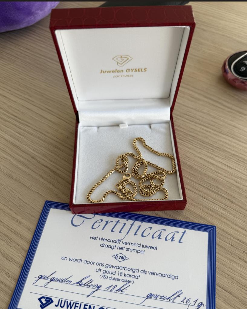 Gouden ketting 18 karaat, Ophalen, Zo goed als nieuw