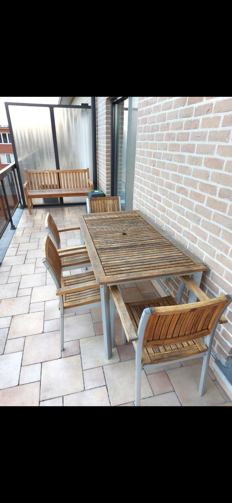 teak tuinset, Tuin en Terras, Ophalen, 4 zitplaatsen, Gebruikt, Teakhout