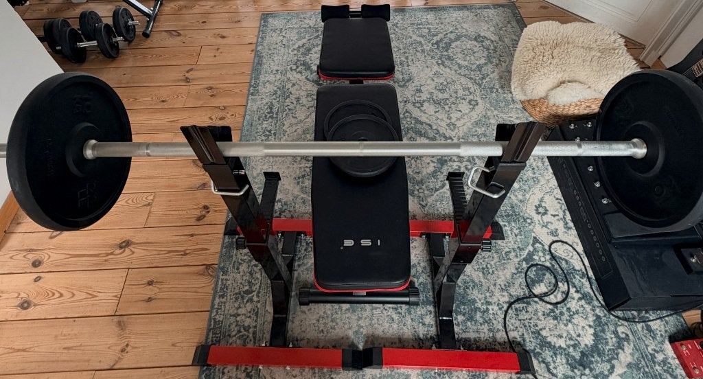 Ensemble musculation ISE + barre + 30 kg de poids, Sport en Fitness, Fitnessmaterialen, Ophalen, Zo goed als nieuw, Benen, Push-up steun