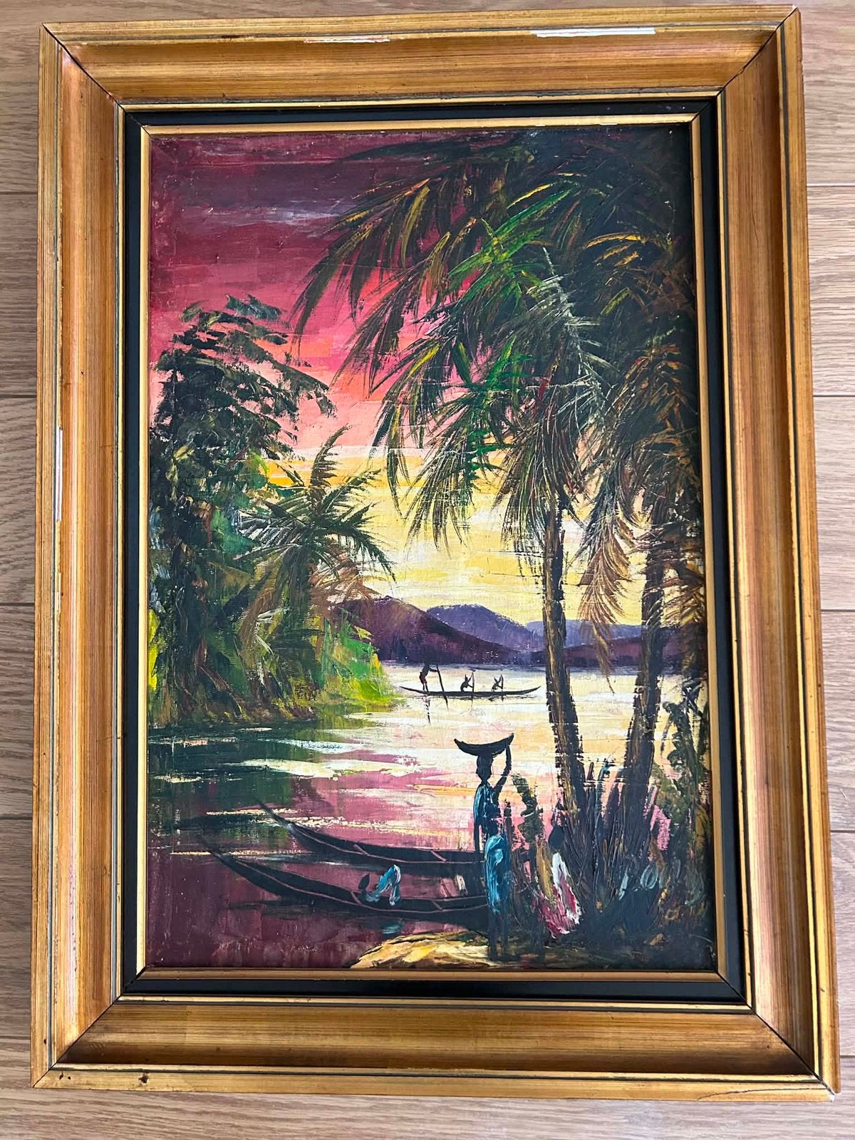 Schilderij Congo, Antiquités & Art, Art | Peinture | Classique, Enlèvement, Vintage, Signé