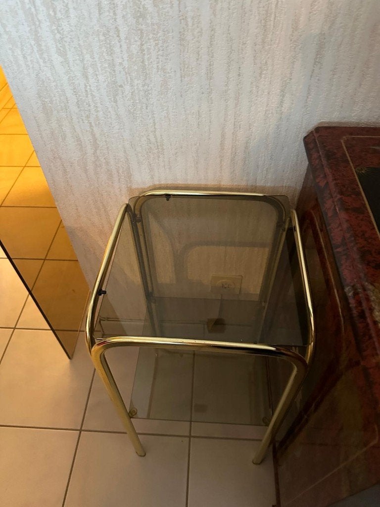 Glazen bijzettafel, Huis en Inrichting, Tafels | Bijzettafels, Ophalen, Gebruikt