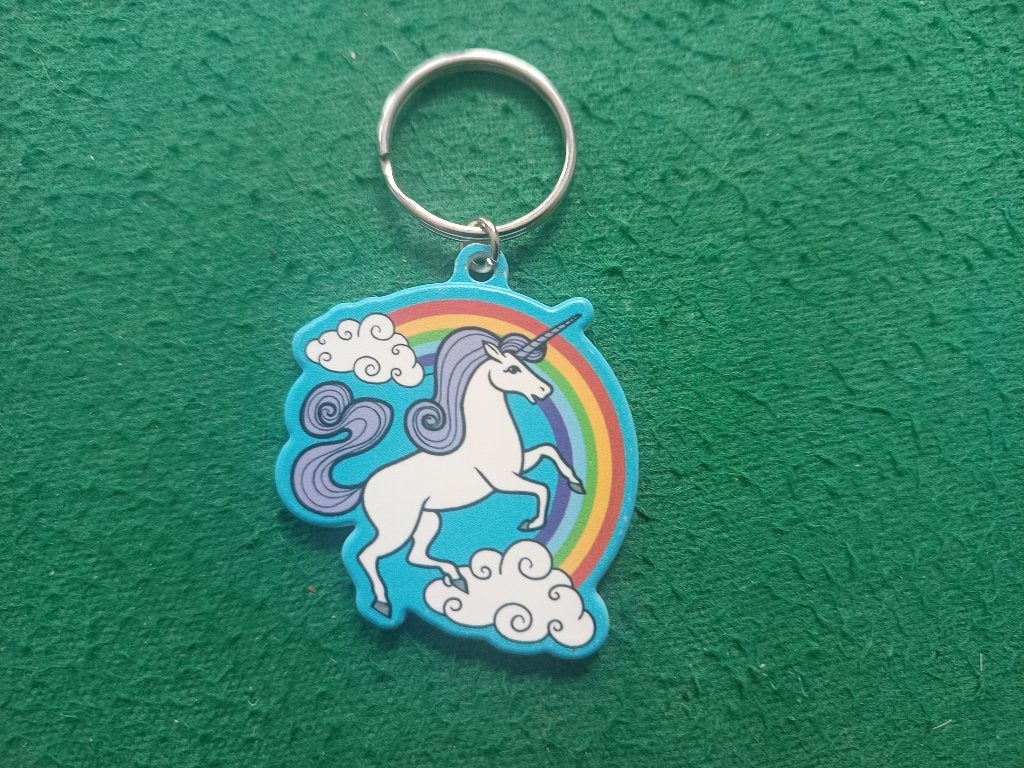 sleutelhanger eenhoorn en regenboog, Ophalen of Verzenden, Zo goed als nieuw, Knuffel of Figuurtje