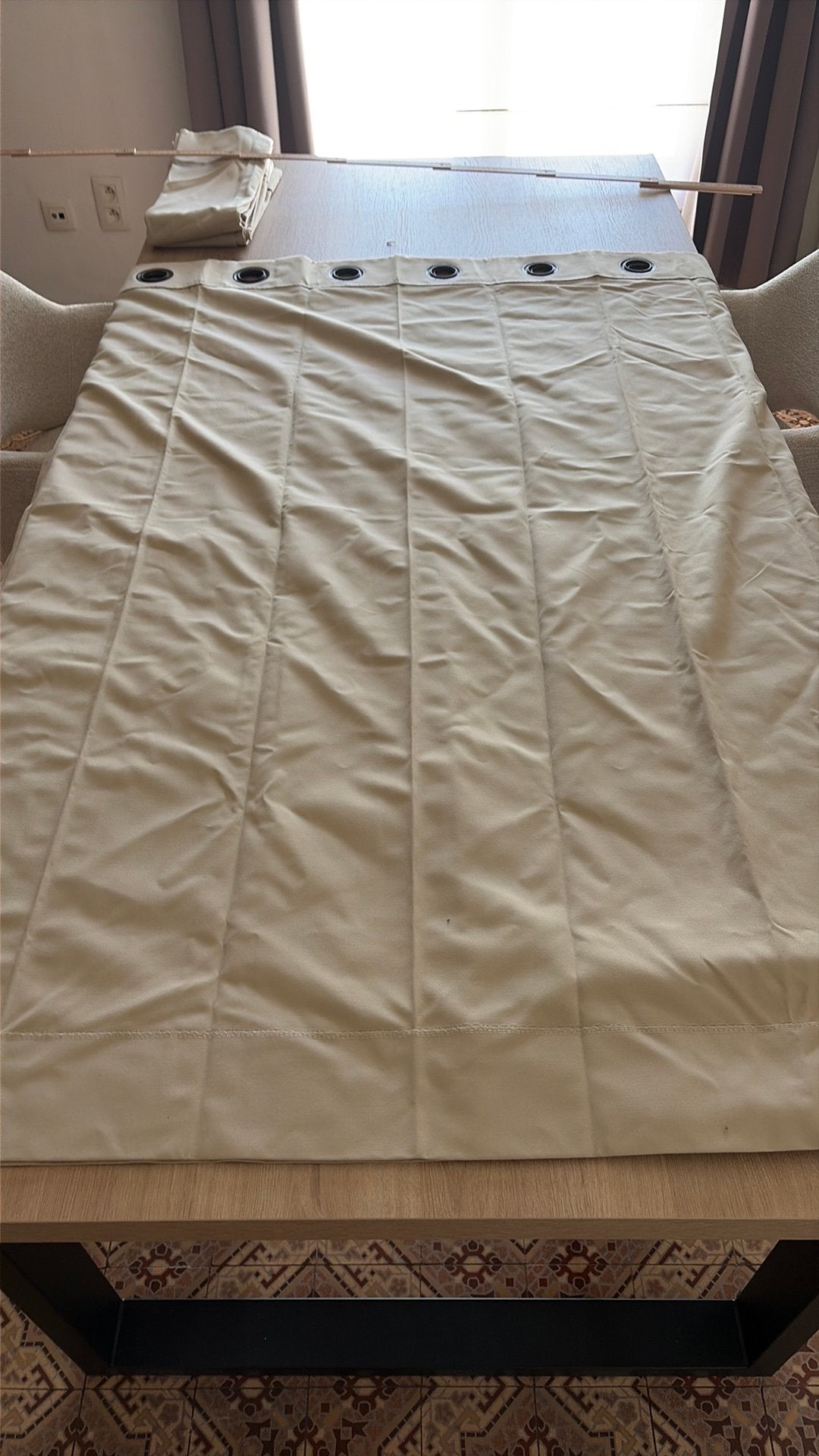 Gordijnen taupe kleur, Maison & Meubles, 153 cm, Beige, Avec anneaux, Enlèvement