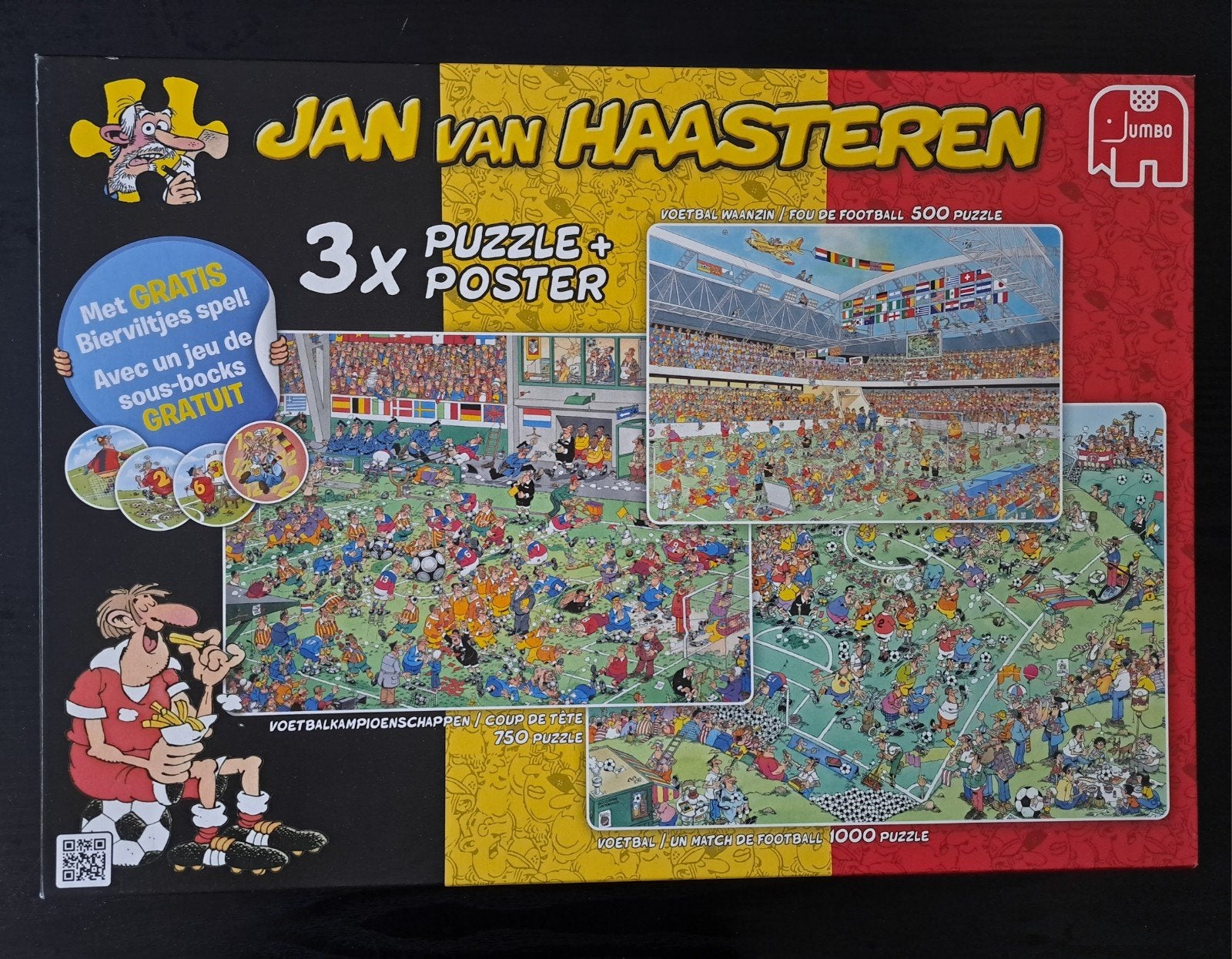 Jan van haasteren voetbal puzzels, Ophalen, Meer dan 1500 stukjes, Zo goed als nieuw, Legpuzzel