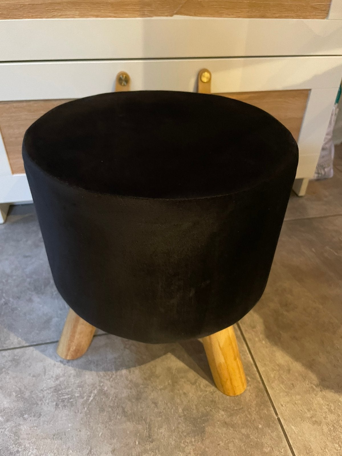 Pouf tabouret nickel, Enlèvement, Comme neuf