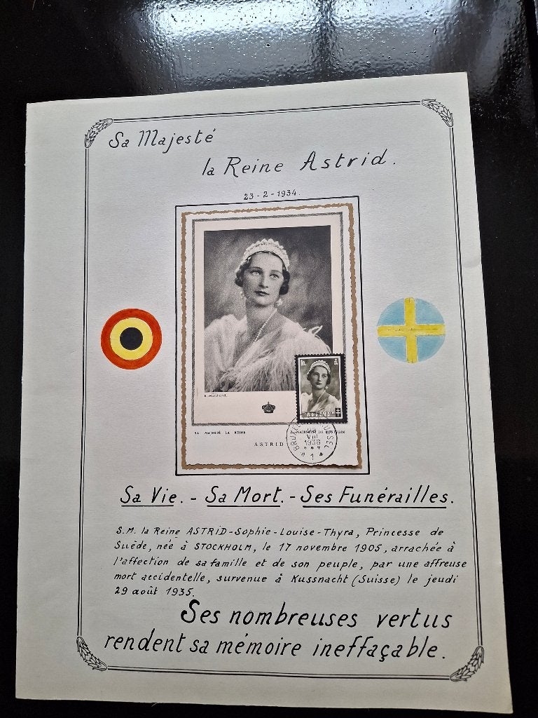 speciale verzameling Koningin Astrid   1936, Verzenden, Gebruikt, Kaart, Foto of Prent