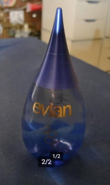 DESIGN EVIAN COLLECTOR FLESSEN 2002 EN 2005, Verzamelen, Ophalen of Verzenden, Zo goed als nieuw, Waterglas