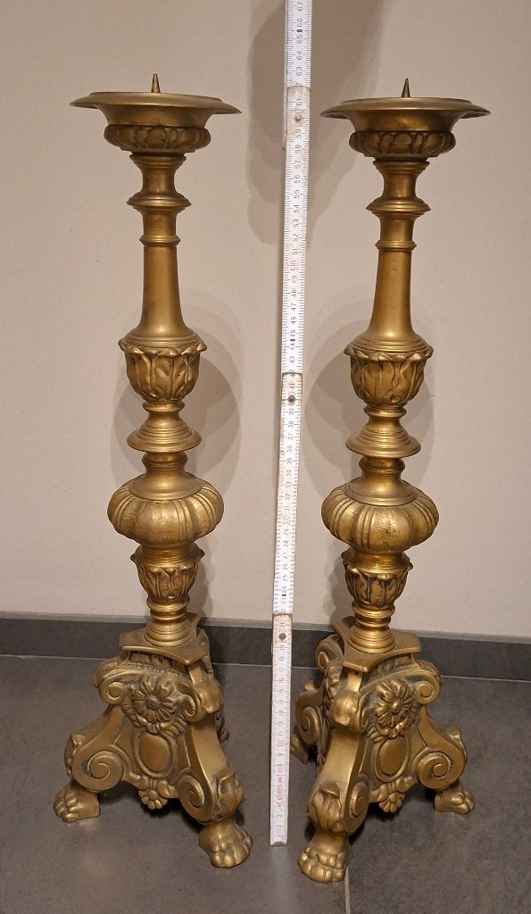 Kandelaar  massief messing, Antiek en Kunst, Ophalen, Koper of Brons