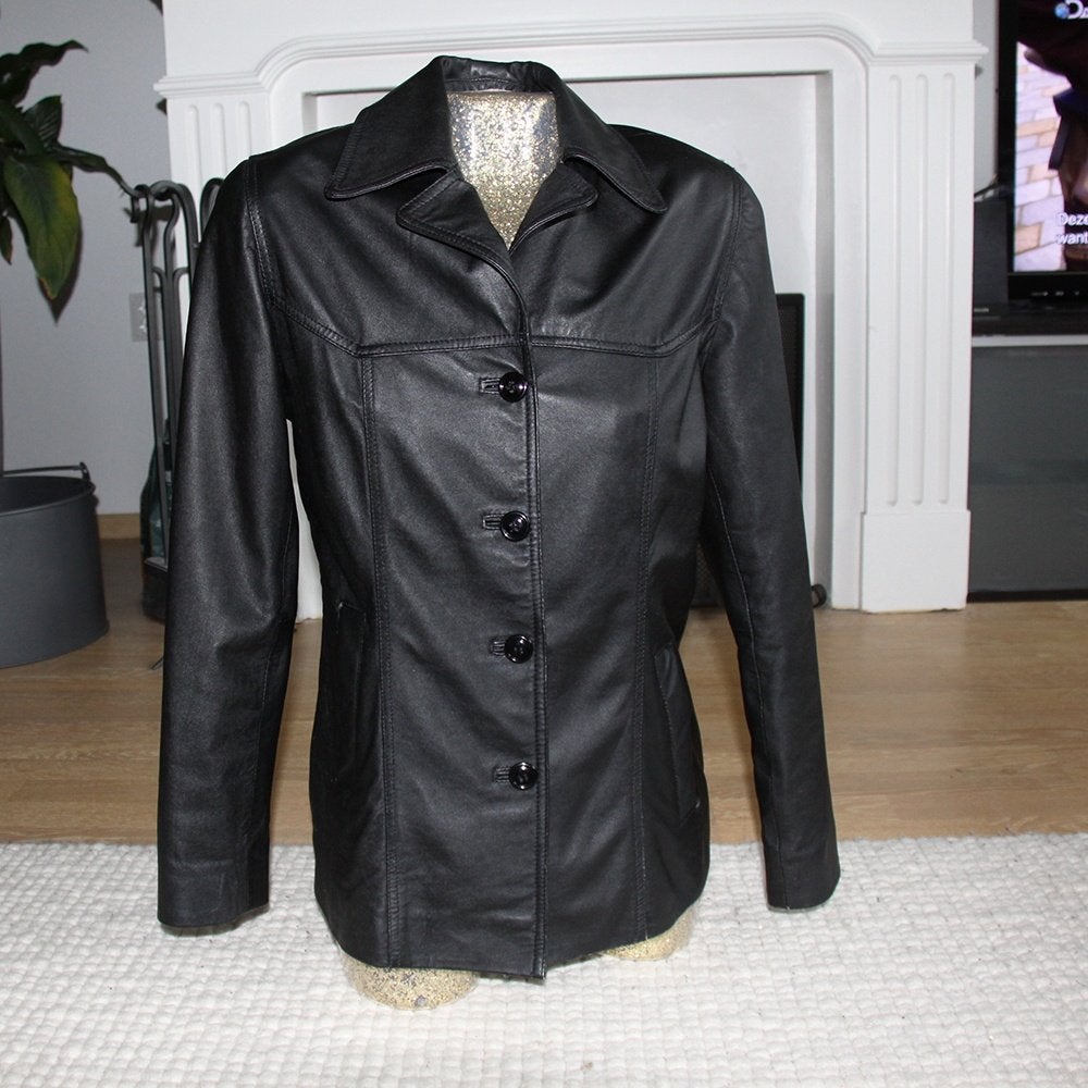 Zwart Soepel Leren Dames Jasje (S) € 55,-, Kleding | Dames, ANDERE, Verzenden, Zwart, Zo goed als nieuw