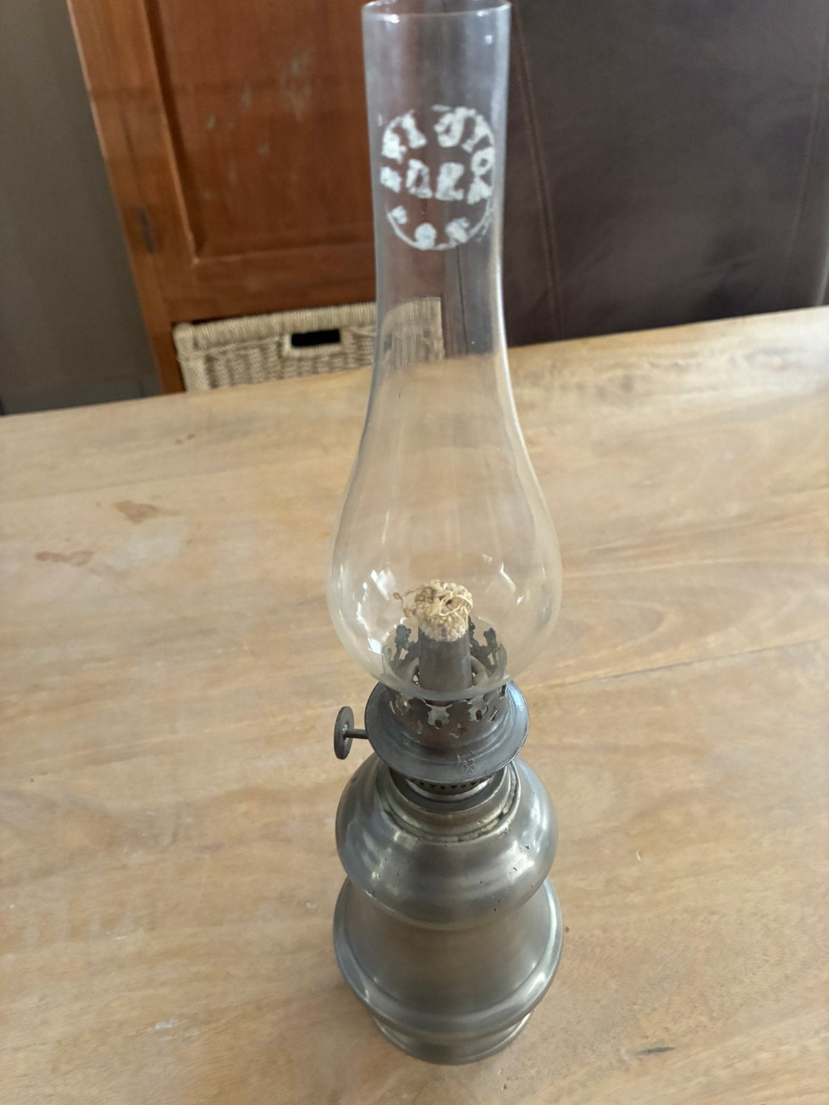Olielamp in tin, Ophalen, Zo goed als nieuw