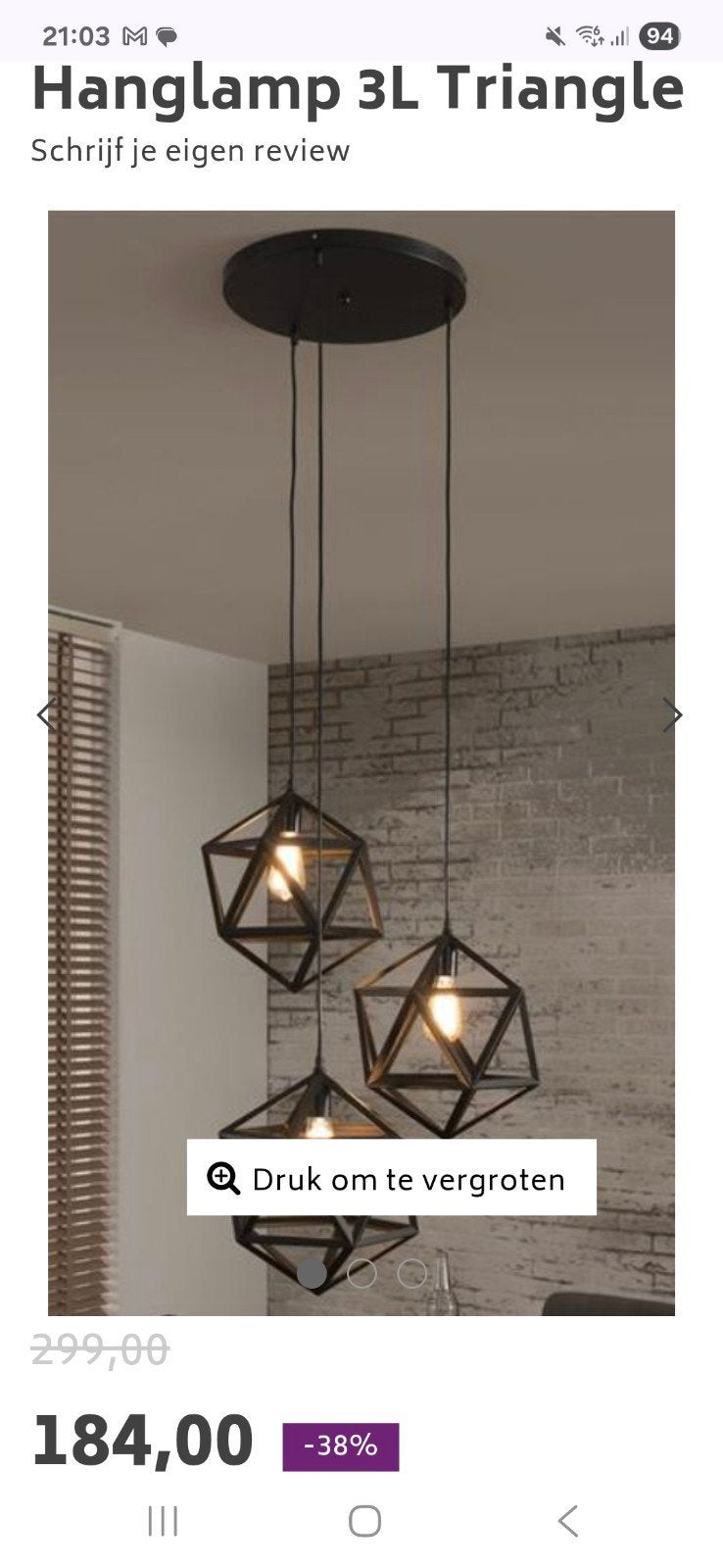 Hanglamp, Huis en Inrichting, Lampen | Hanglampen, Ophalen