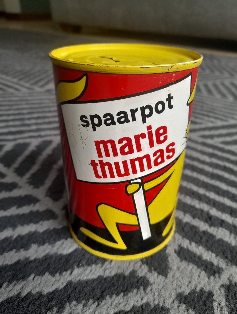 Blikken spaarpot  Marie Thumas  -  Wilsele, Verzenden, Gebruikt, Overige