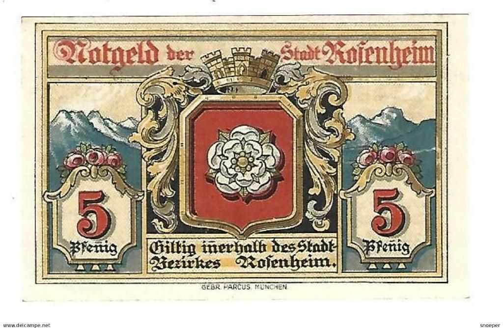 notgeld rosenheim 5 pfennig 1134.1 cat val 2 euro, Postzegels en Munten, Verzenden, Duitsland, Los biljet