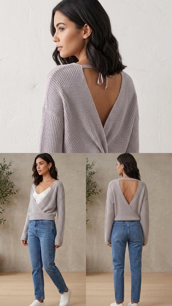 Prachtige Forever 21 Wikkeltrui (Wrap Knit) - Lichtgrijs, Kleding | Dames, Maat 38/40 (M), Ophalen of Verzenden, Lange mouw, Grijs
