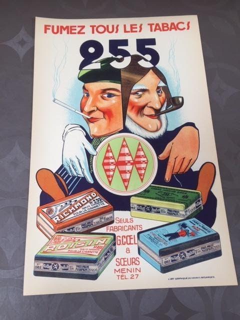 affiche "Fumez tous les tabacs 255" G. Coel & soeurs, Verzamelen, Merken en Reclamevoorwerpen, Ophalen, Zo goed als nieuw, Overige typen
