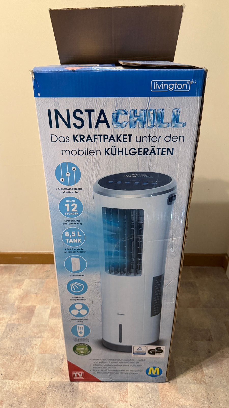 Livington InstaChill - De krachtigste Air cooler 85W - 8.5L, Elektronische apparatuur, Luchtbehandelingsapparatuur, Zo goed als nieuw