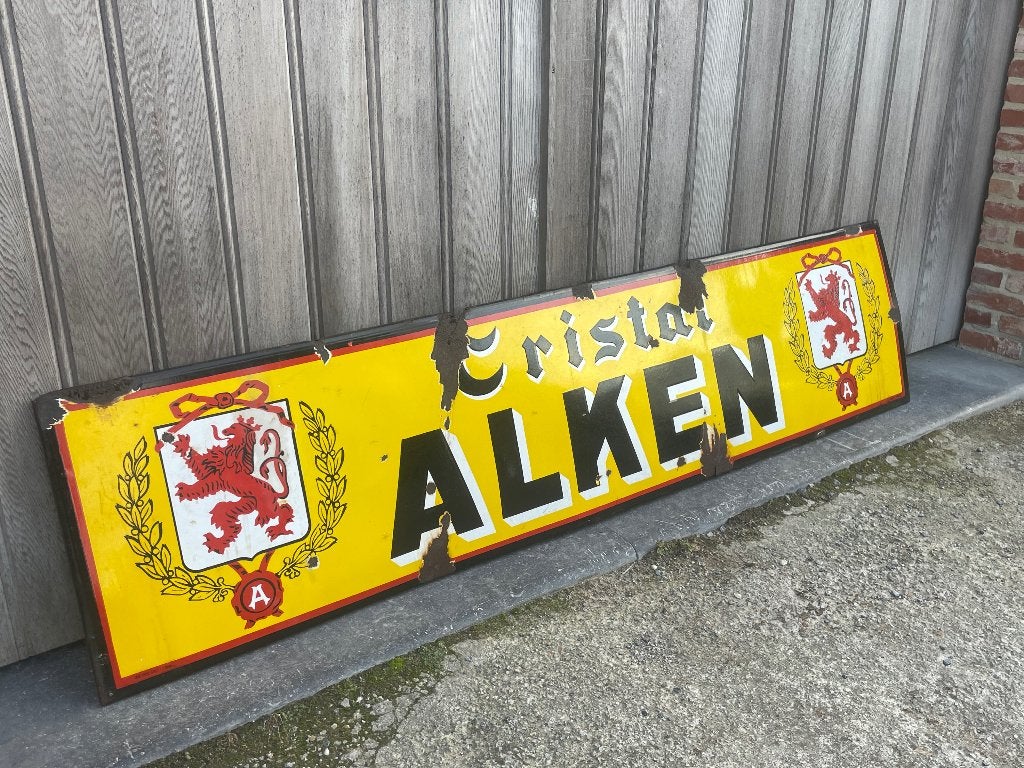 Emaille reclamebord Cristal alken 1948, Ophalen, Gebruikt, Reclamebord