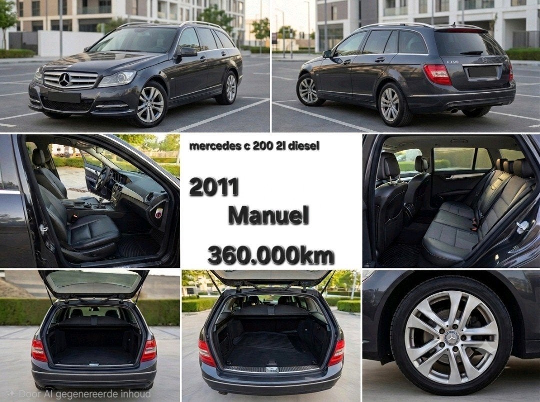 Mercedes c200 2011 diesel 2l 360.000km, Auto's, Mercedes-Benz, Euro 5, Zwart, Blauw, Leder en Stof