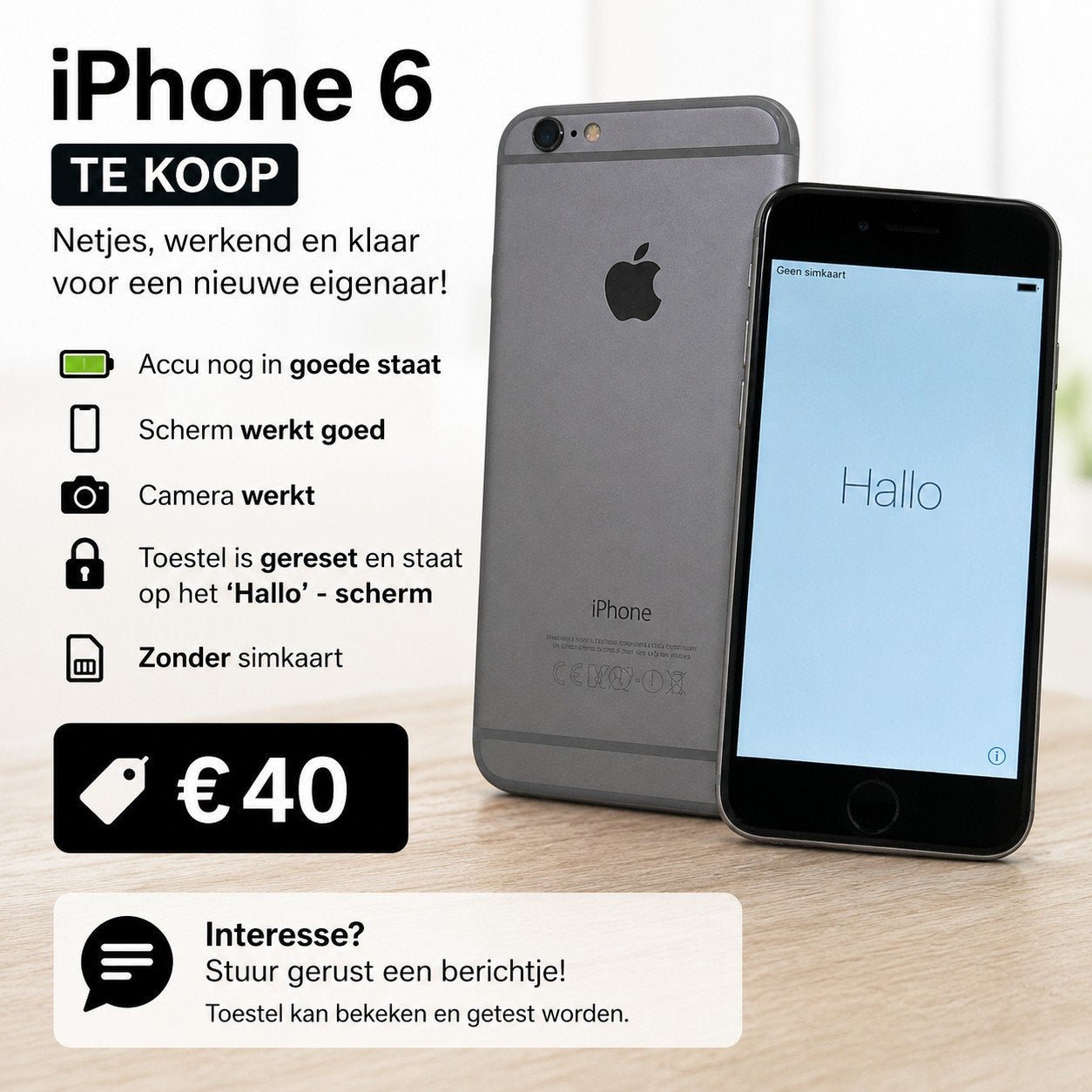 iPhone 6 à vendre — propre et fonctionnel, Enlèvement ou Envoi, Utilisé, Sans abonnement, Sans simlock