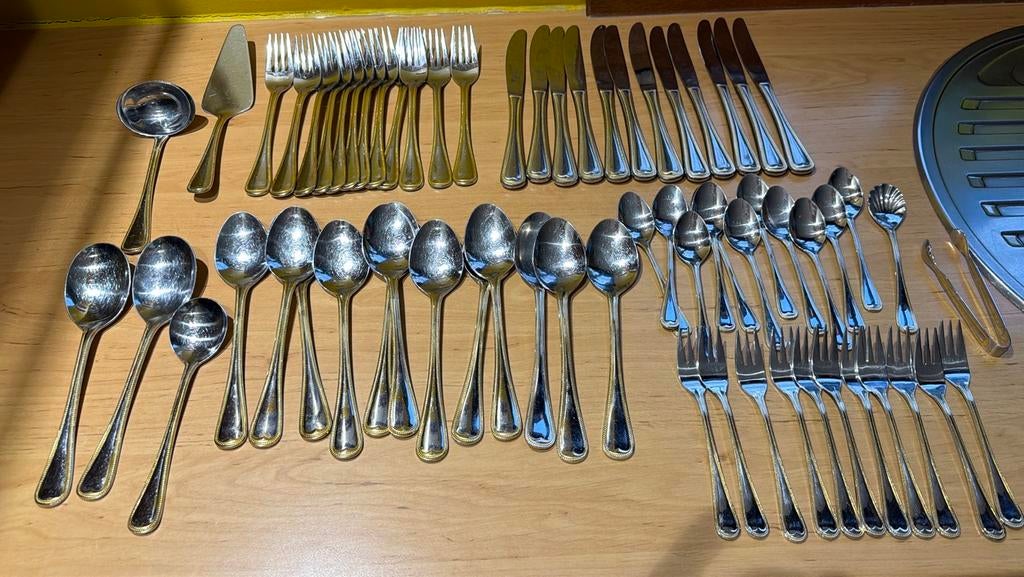 Set van 12 metalen bestekset 18/10 Edelstahl Rostfrei, Antiek en Kunst, Ophalen of Verzenden
