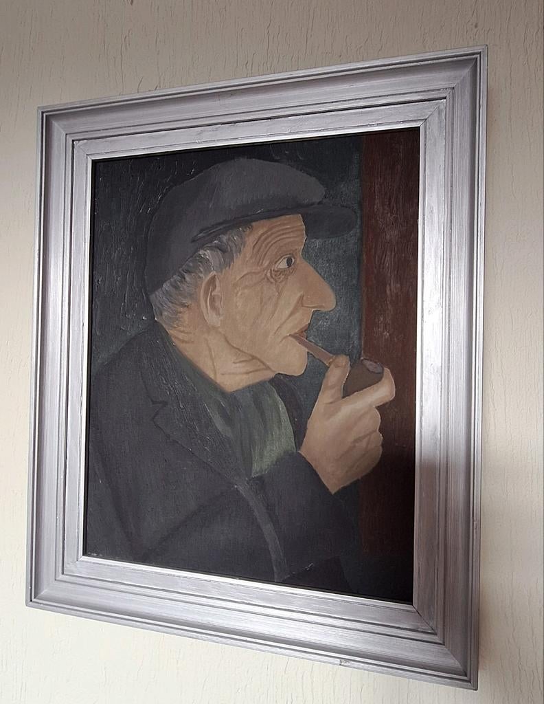 Schilderij man met de pijp, Antiek en Kunst, Ophalen