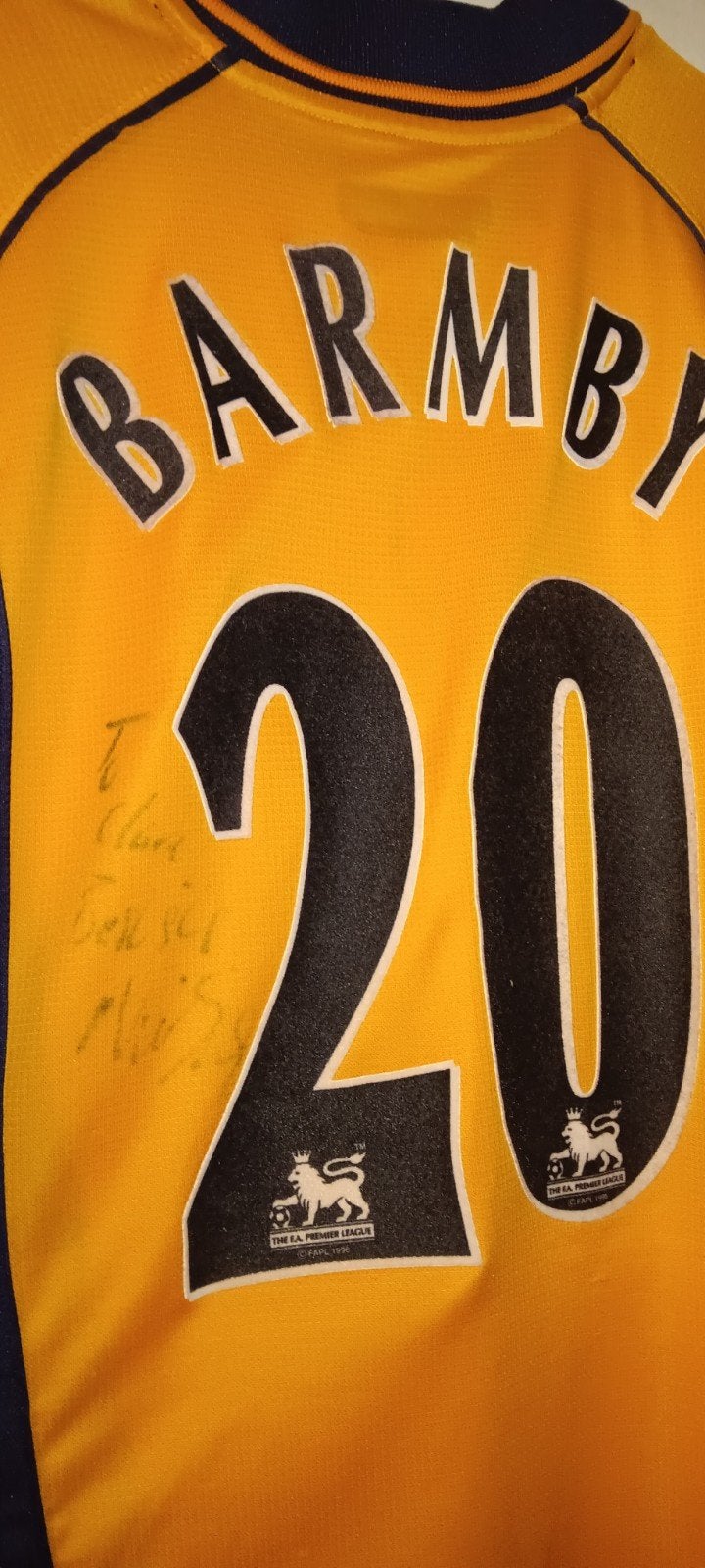 Liverpool Barmby shirt gesigneerd 2000/2001, Sport en Fitness, Maat L, Ophalen of Verzenden, Gebruikt, Shirt