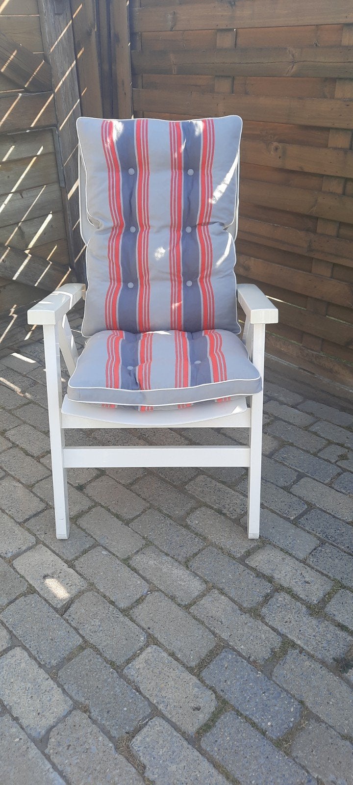 4 Pvc verstelbare Tuinstoelen met kussens 
50 euro voor de 4, Tuin en Terras, Ophalen