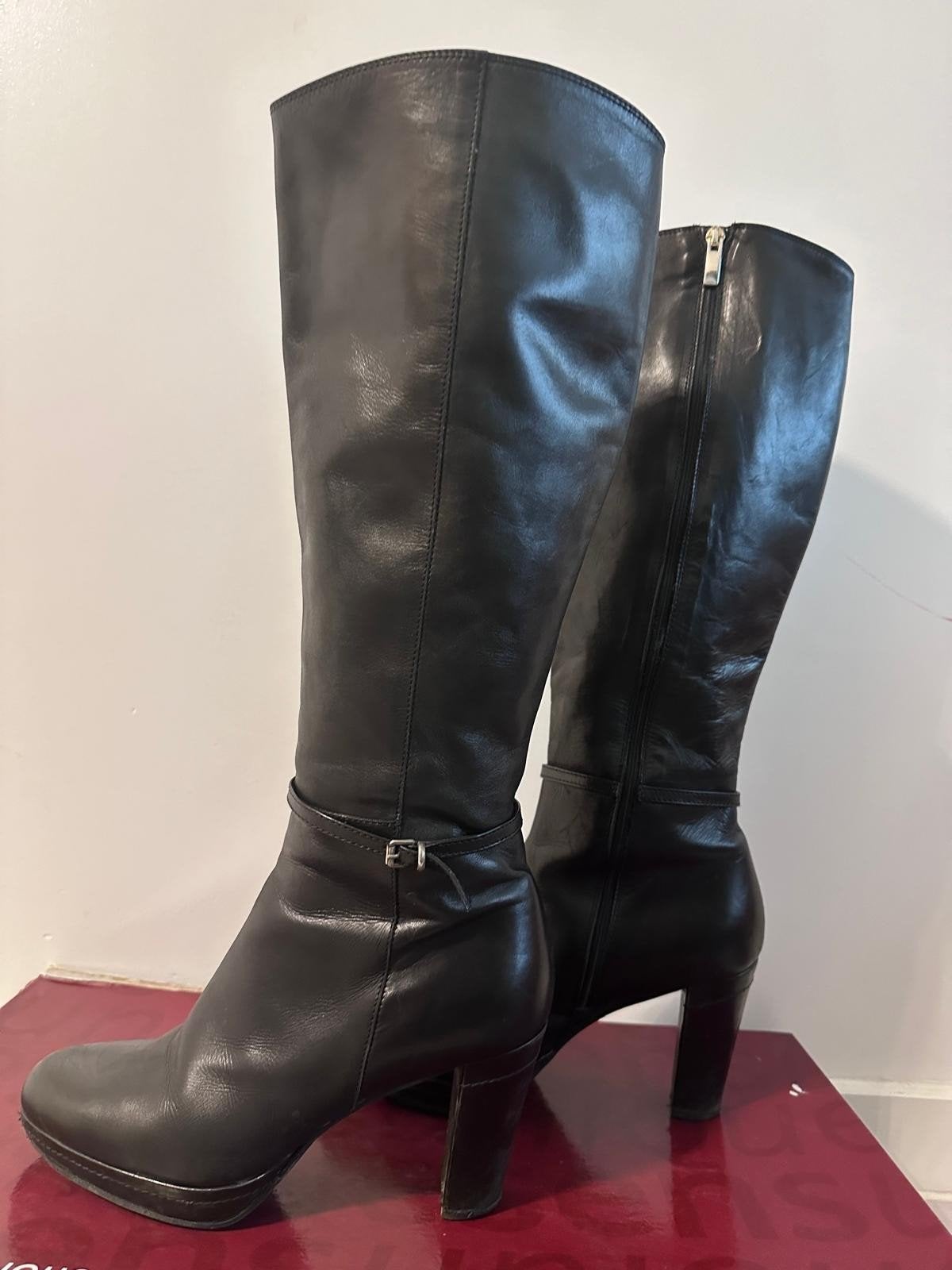 Elegante zwarte leren laarzen, Kleding | Dames, Ophalen, Hoge laarzen, Zwart, Sensunique