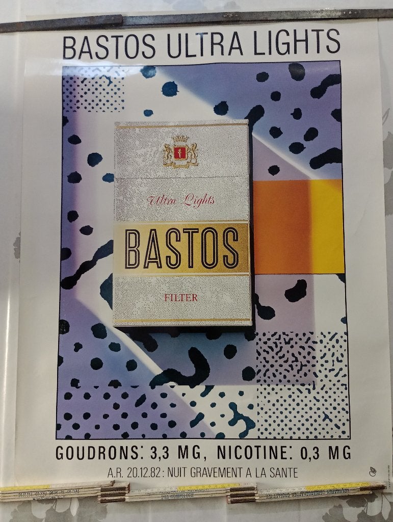 Affiche Vintage Bastos Ultra Lights 1992 60x78, Collections, Enlèvement ou Envoi, Publicité