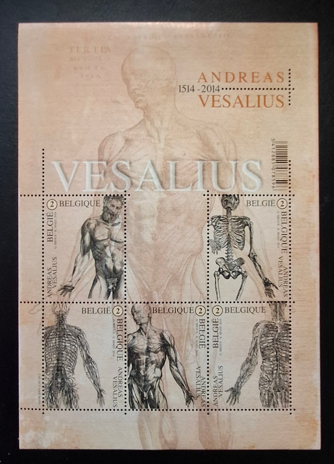 België: OBP 4415/20-BL215 ** Andreas Vesalius 2014., Postzegels en Munten, Frankeerzegel, Ophalen of Verzenden, Zonder stempel