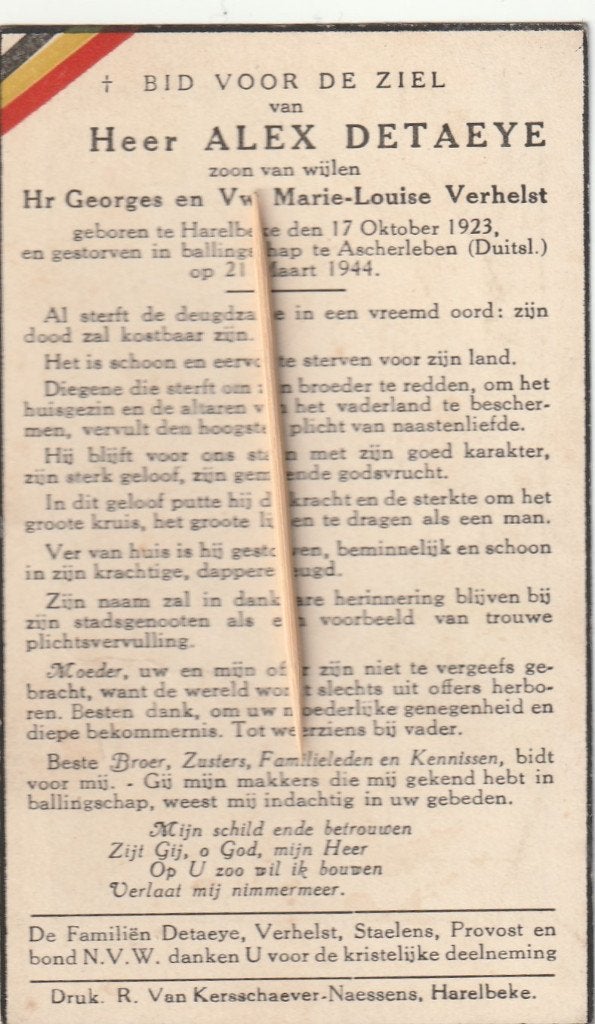Oorlogsslachtoffer 1940-45, Envoi