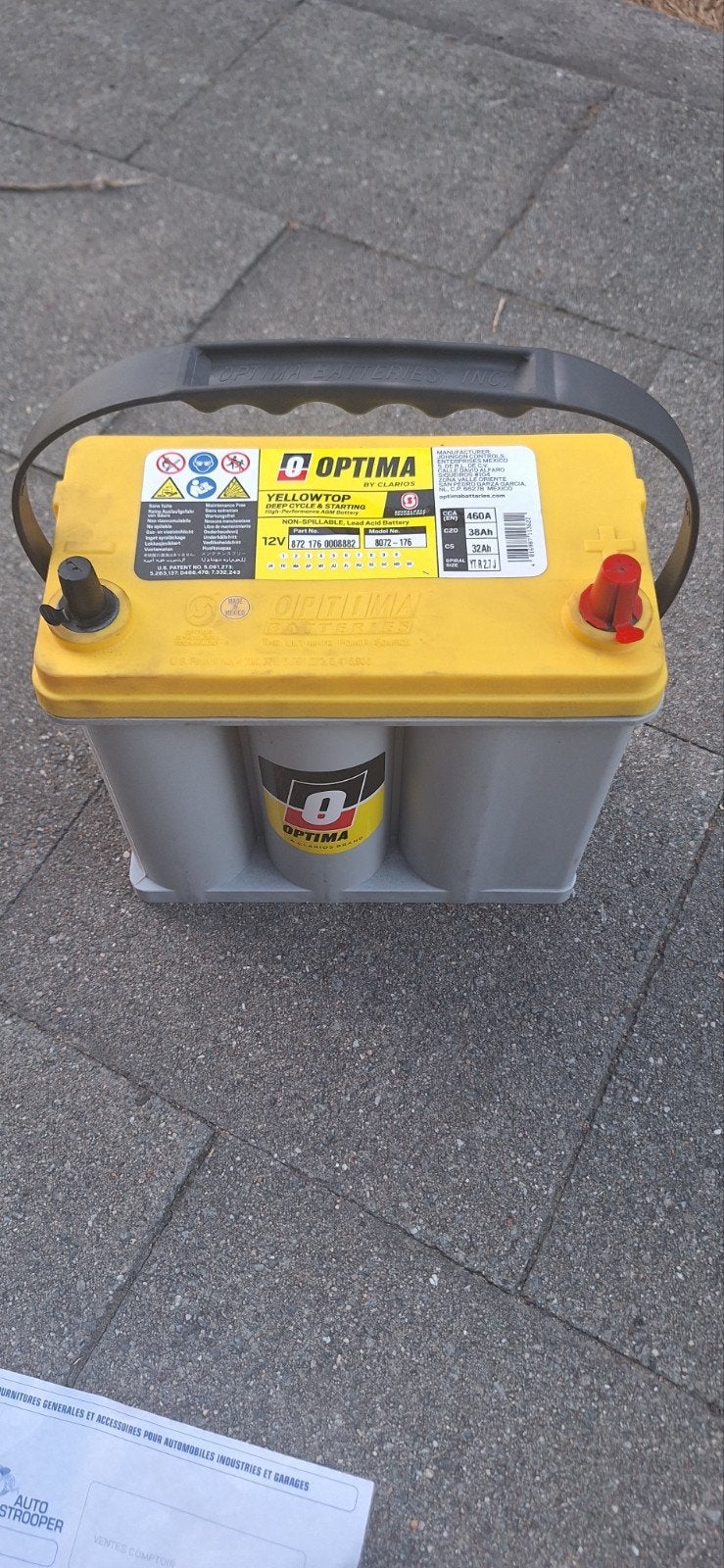 Batterie OPTIMA YellowTop YT R 2.7 J (12V 38Ah 460A) – NEUVE, Autos : Pièces & Accessoires, Enlèvement ou Envoi, Neuf