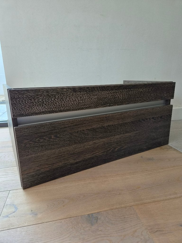 Wastafelonderkast houtlook – met lade – donkerbruin, Ophalen, 50 tot 100 cm, Zo goed als nieuw, Minder dan 100 cm