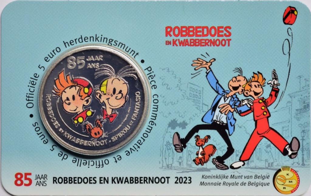 5 euro België 2023 Robbedoes en Kwabbernoot gekleurd  in CC, Postzegels en Munten, Ophalen of Verzenden, België, 5 euro