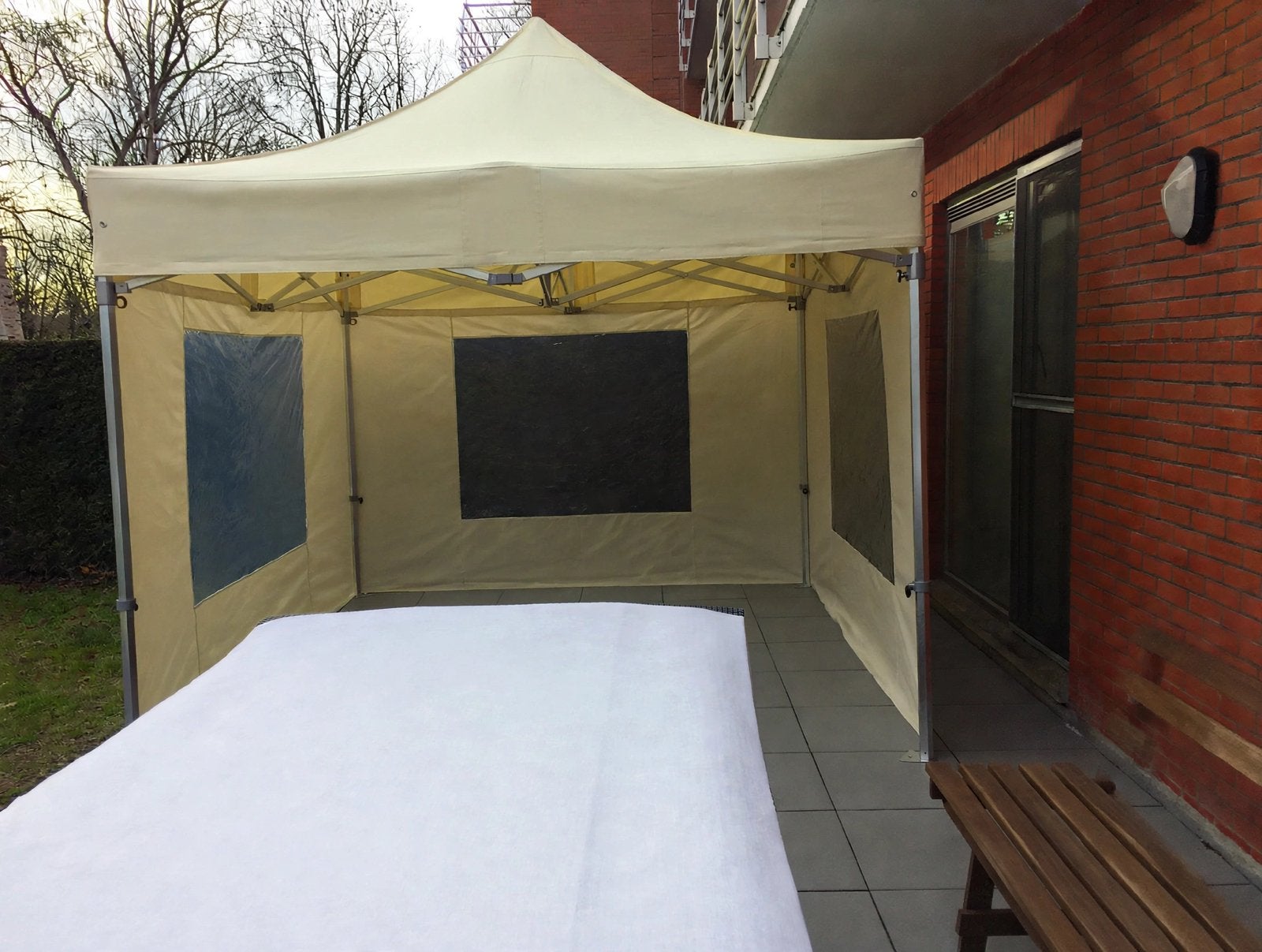 Tente pliante professionnelle AluhexPro 3x3m Beige, Jardin & Terrasse, Tonnelles, Comme neuf, Autres types, Pliable, Enlèvement