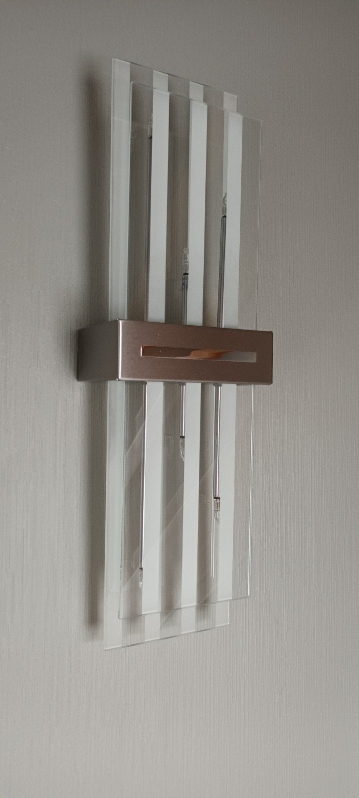 wandlamp met glas en in inox, Huis en Inrichting, Lampen | Wandlampen, Ophalen, Glas, Wandlamp