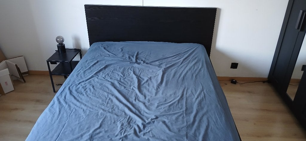 Bed 'MALM' zwart IKEA, Ophalen, Zwart, 140 cm, Zo goed als nieuw