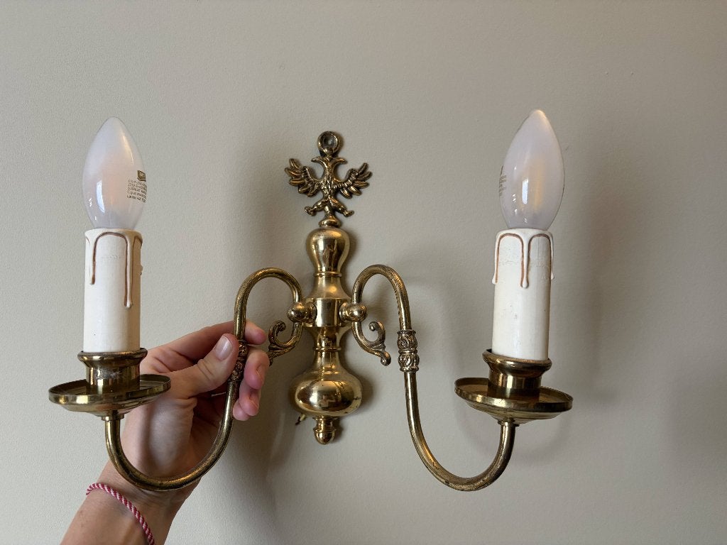 Vintage set kandelaar wandlamp, Huis en Inrichting, Ophalen, Gebruikt, Wandlamp
