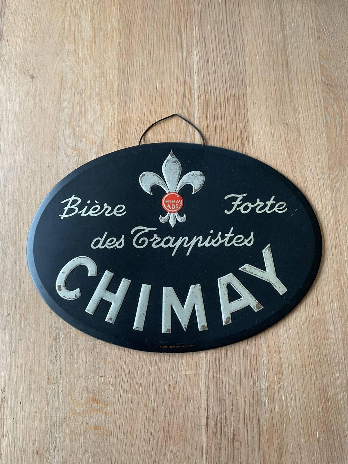 Sterk bier op bord van Les Trappistes Chimay 1959, Verzamelen, Ophalen of Verzenden, Gebruikt, Reclamebord, Plaat of Schild