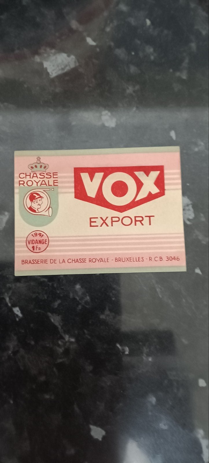 oud bieretiket vox export br Chasse royale Brussel, Collections, Enlèvement ou Envoi