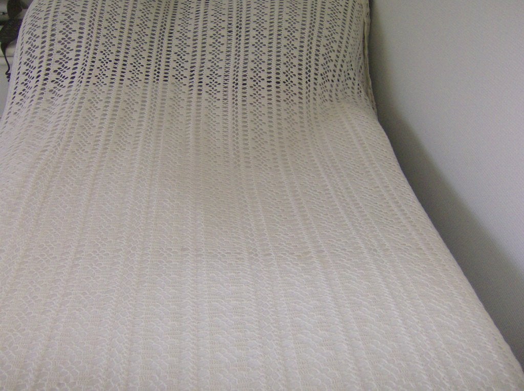 Gehaakte bedsprei - 2,15 m x 1,90 m -Handgemaakt ecru katoen, Enlèvement ou Envoi, Coton, Fait main