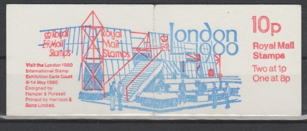 Carnet de timbres GB 1979 10p FA11 « Londres 1980" **, Envoi, Non oblitéré