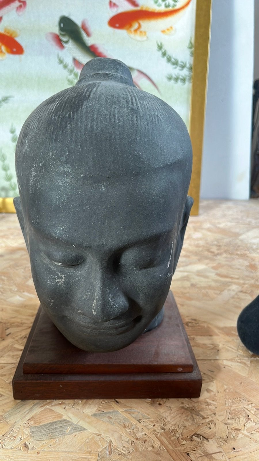Hoofd van Jayavarman VII, Antiquités & Art, Sculpture, Pierre/céramique, Gris, Enlèvement