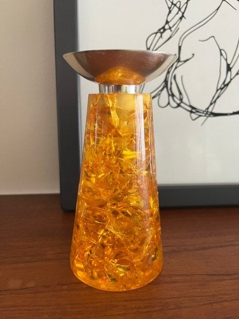 Rare bougeoir résine fractale design, Enlèvement