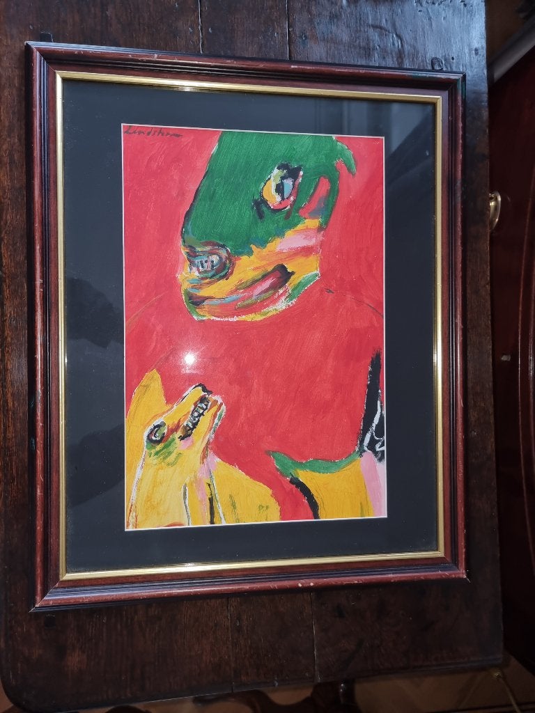 Œuvre unique et signée de Bengt Lindström, Antiquités & Art, Enlèvement, Signé, Peinture à l'huile, Papier